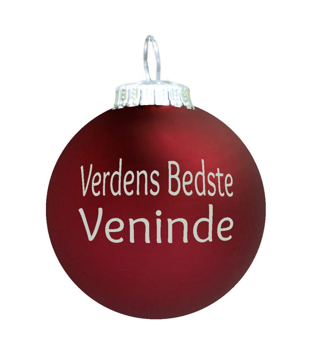 Rolsted Copenhagen Verdens Bedste Veninde julekugle - mørk rød - Bahne